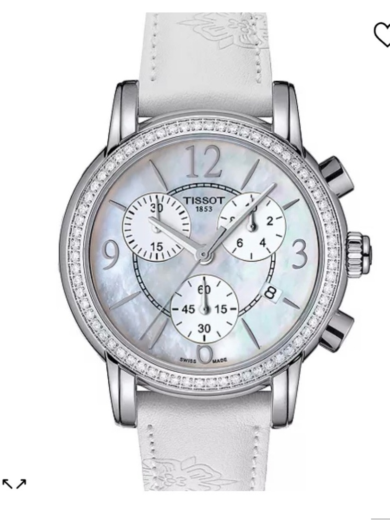 Tissot Dressport Womens White MotherOfPearl Diamond Chronograph Watch